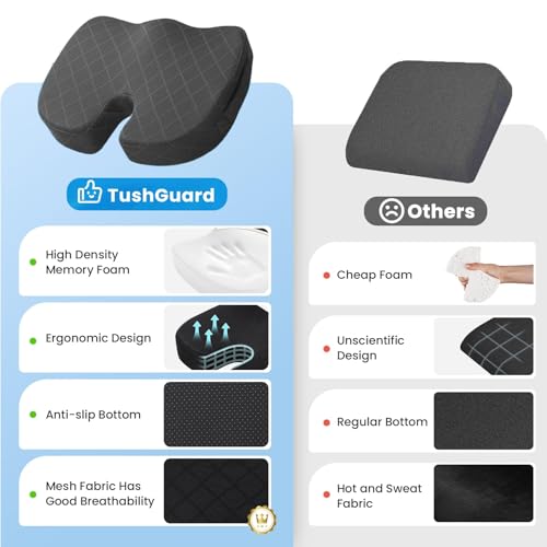 Smart Home TushGuard Seat Cushion - Memory Foam Cushion for
