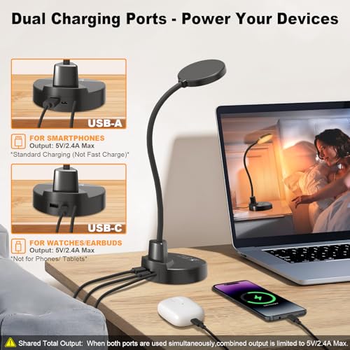 15W LED Desk Lamp with USB Charging Ports – Dimmable Essentials