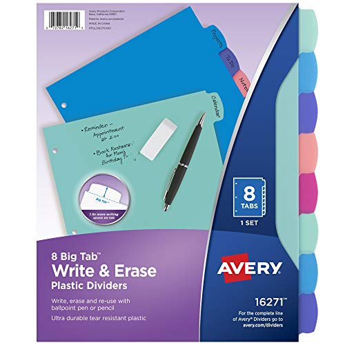 Smart Home Avery Write & Erase Dividers for 3 Ring Essentials