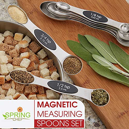 Eco-Friendly Spring Chef Stainless Steel Magnetic Measuring Spoons Set with Kit