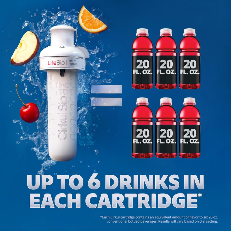 Zero-Calorie LifeSip 6-Pack Variety Pack PN3A - Sugar-Free Fruit Flavor Cartridge Refill Detail