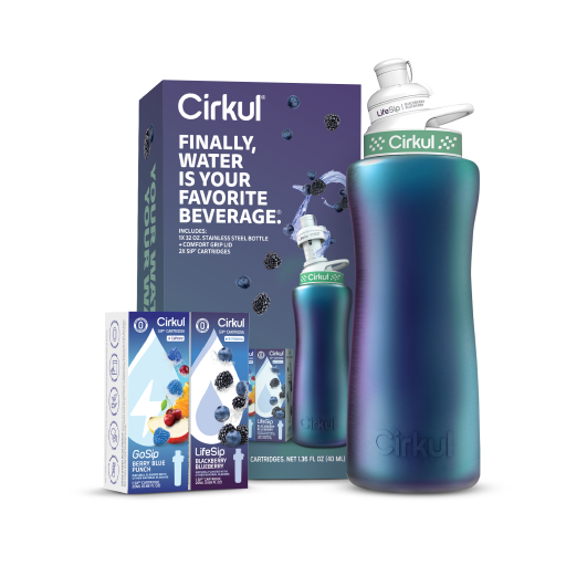 Playful Geometric 32oz. Chameleon Stainless Steel Bottle Starter Kit 95KR - Squishy Dohnut Sweet Treat Shaped Stress Toy Detail