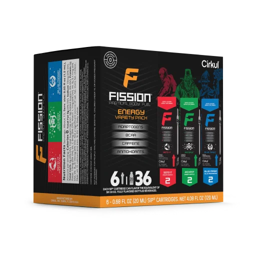 Sugar-Free Fission 6-Pack Variety Pack 97EI - Electrolyte Hydration Enhanced Taste Cartridges Detail