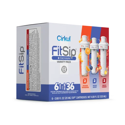 Vitamin-Infused FitSip 6-Pack Variety Pack HE3H - Electrolyte Hydration Enhanced Taste Cartridges Detail