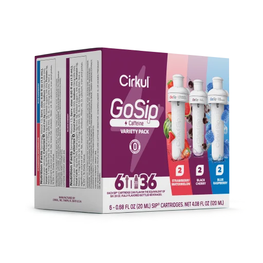 Vitamin-Infused GoSip 6-Pack Variety Pack CB6Q - Sugar-Free Fruit Flavor Cartridge Refill Detail