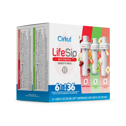 Zero-Calorie LifeSip 6-Pack Variety Pack PN3A - Sugar-Free Fruit Flavor Cartridge Refill Detail