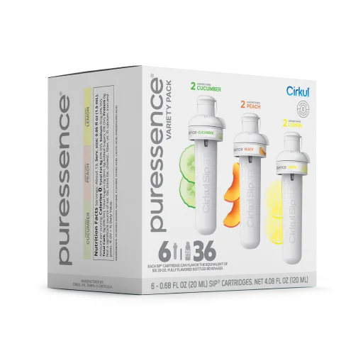 Natural Fruit Flavored Puressence 6-Pack Variety Pack 3T3F - Sugar-Free Fruit Flavor Cartridge Refill Detail