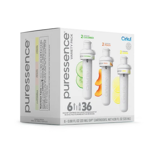 Natural Fruit Flavored Puressence 6-Pack Variety Pack 3T3F - Sugar-Free Fruit Flavor Cartridge Refill Detail