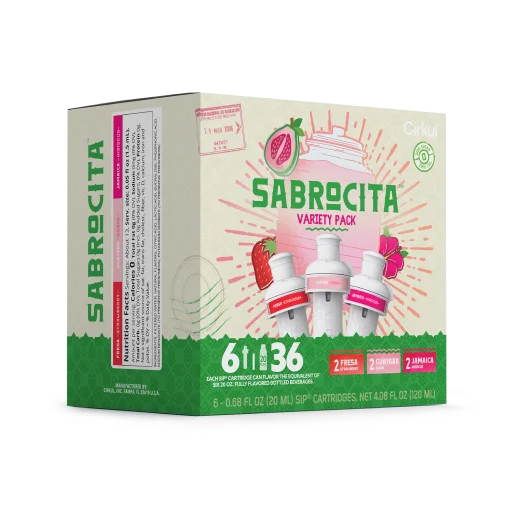 Natural Fruit Flavored Sabrocita 6-Pack Variety Pack E8JI - Zero-Calorie Multi-Flavor Sip Pods for Water Bottle Detail