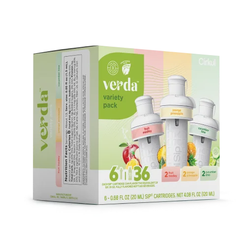 Natural Fruit Flavored Verda 6-Pack Variety Pack CT2I - Sugar-Free Fruit Flavor Cartridge Refill Detail